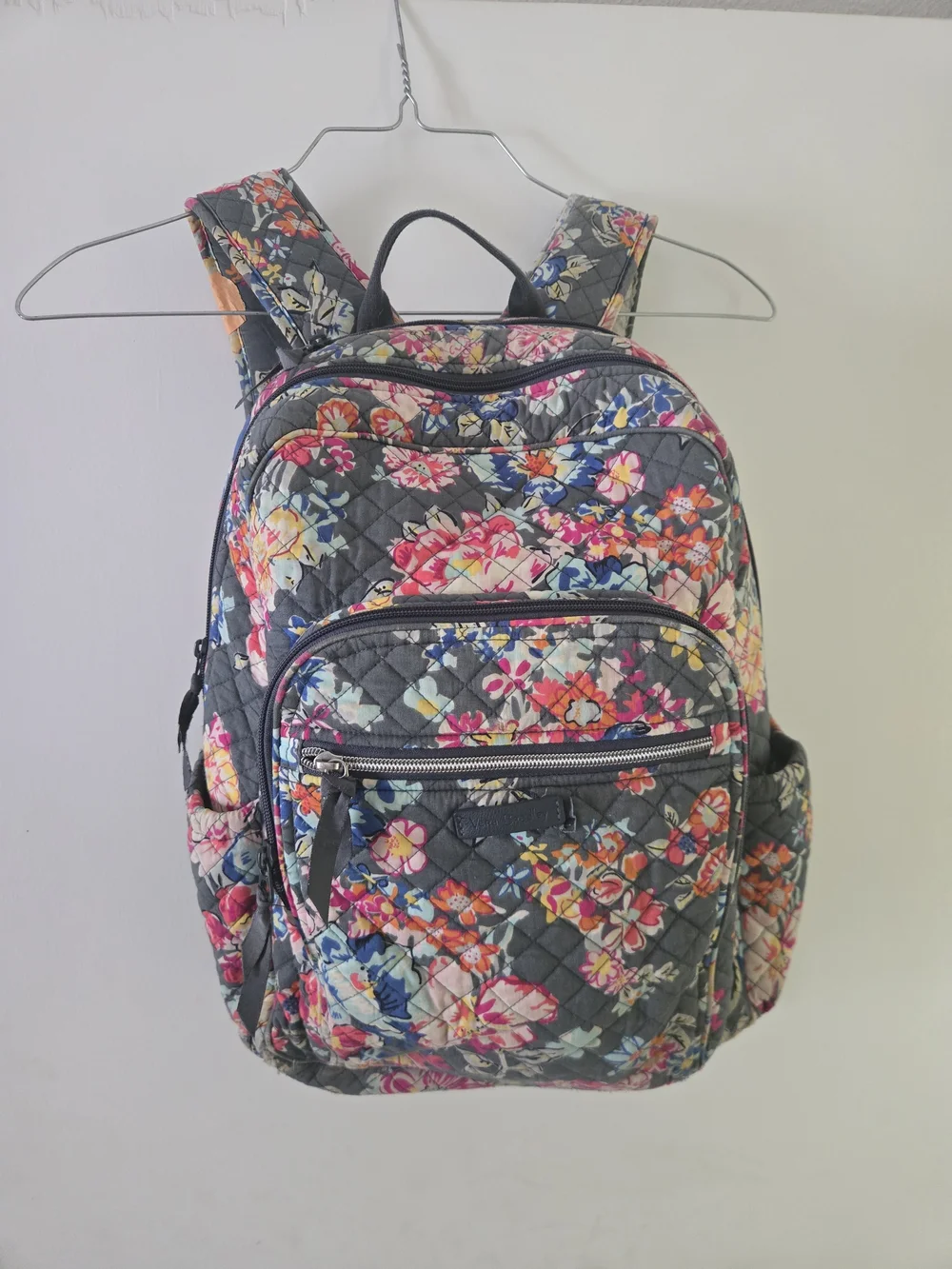 Vera Bradley Quilted Floral Backpack in Grey Floral